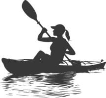 AI generated Silhouette Woman Canoe Player in action full body black color only vector