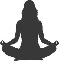 ai generado silueta mujer meditación yoga lleno cuerpo negro color solamente vector