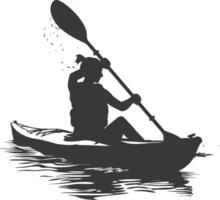 AI generated Silhouette Woman Canoe Player in action full body black color only vector