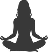 AI generated Silhouette Woman meditation yoga full body black color only vector