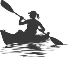 AI generated Silhouette Woman Canoe Player in action full body black color only vector