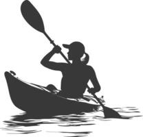 AI generated Silhouette Woman Canoe Player in action full body black color only vector