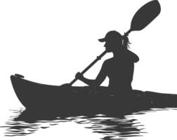 AI generated Silhouette Woman Canoe Player in action full body black color only vector