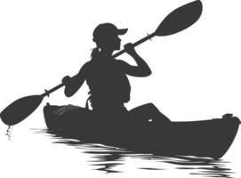 AI generated Silhouette Woman Canoe Player in action full body black color only vector