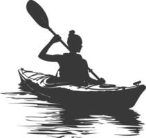 AI generated Silhouette Woman Canoe Player in action full body black color only vector