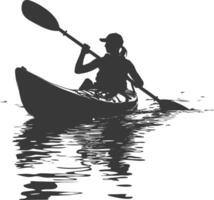 AI generated Silhouette Woman Canoe Player in action full body black color only vector