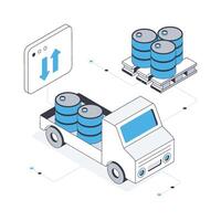 Barrels Delivery isometric stock illustration. Eps 10 File stock illustration. vector