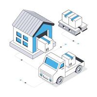 Warehouse Stock isometric stock illustration. Eps 10 File stock illustration. vector