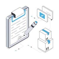 Signature After Taking Parcel isometric stock illustration. Eps 10 File stock illustration. vector