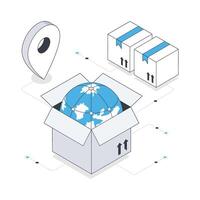 Delivering Goods Globally isometric stock illustration. Eps 10 File stock illustration. vector