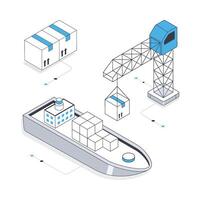 Cargo Ship isometric stock illustration. Eps 10 File stock illustration. vector