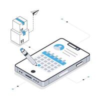 Tracking Delivery Date isometric stock illustration. Eps 10 File stock illustration. vector