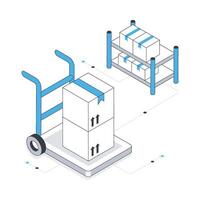 Delivery On Pushcart isometric stock illustration. Eps 10 File stock illustration. vector