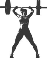 AI generated Silhouette Woman weightlifting Player in action full body black color only vector