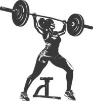 AI generated Silhouette Woman weightlifting Player in action full body black color only vector