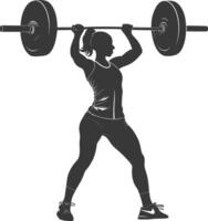 AI generated Silhouette Woman weightlifting Player in action full body black color only vector