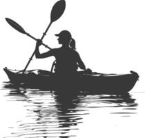 ai generado silueta mujer canoa jugador en acción lleno cuerpo negro color solamente vector