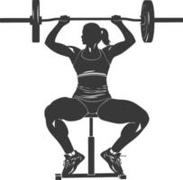 AI generated Silhouette Woman weightlifting Player in action full body black color only vector