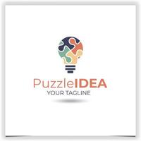 Vector puzzle light bulb logo template