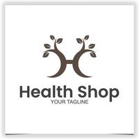 letter h tree logo best for health shop logo design template vector