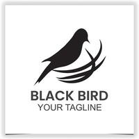 sencillo negro pájaro nido logo diseño modelo vector