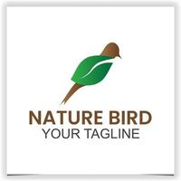 nature leaf bird logo design template vector