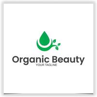 water drop leaf logo best for organic beauty product store logo design template vector