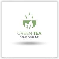 Vector green tea company logo template