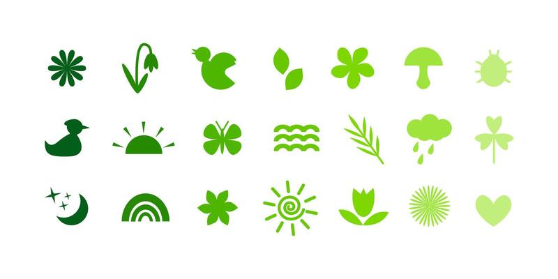 Springtime glyphs, neo brutalism silhouettes