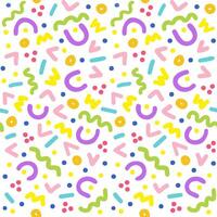 Squiggle doodle seamless pattern in 90s style vector