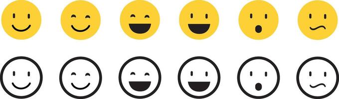 cara sonriente feliz o icono de arte de línea de emoticonos para aplicaciones y sitios web vector