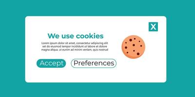 Internet web pop up for cookie policy notification. Website uses cookies banner vector