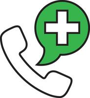 Emergency call filled outline icon, medicine and healthcare, medical support sign vector graphics, a colorful line pattern