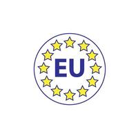 europeo Unión UE bandera circular redondo pegatina etiqueta icono símbolo firmar estrella azul forma vector