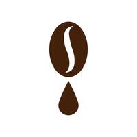 Coffee bean with coffee drop icon. Vector illustration.