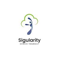 singularidad logo, liderazgo concepto vector ilustración hombre en nube moderno negocio logo para tu empresa