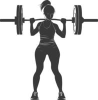 AI generated Silhouette Woman weightlifting Player in action full body black color only vector