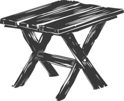 AI generated Silhouette Wooden Table black color only vector