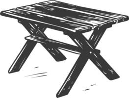 AI generated Silhouette Wooden Table black color only vector