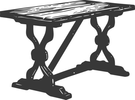 AI generated Silhouette Wooden Table black color only