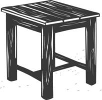 AI generated Silhouette Wooden Table black color only vector