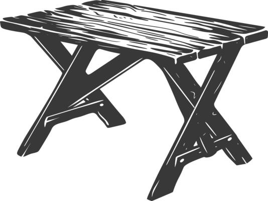AI generated Silhouette Wooden Table black color only