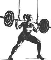 AI generated Silhouette Woman weightlifting Player in action full body black color only vector