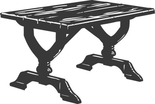 AI generated Silhouette Wooden Table black color only