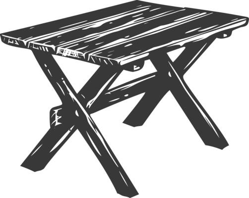 AI generated Silhouette Wooden Table black color only
