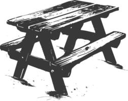 AI generated Silhouette Wooden Table black color only vector