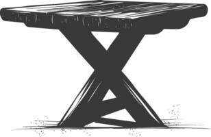 AI generated Silhouette Wooden Table black color only vector