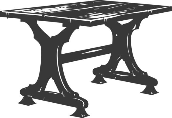 AI generated Silhouette Wooden Table black color only