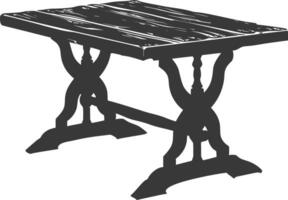 AI generated Silhouette Wooden Table black color only vector