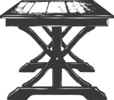 AI generated Silhouette Wooden Table black color only vector